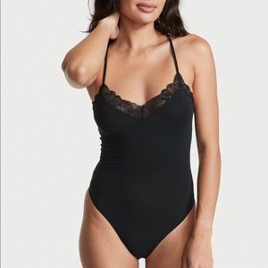 Victoria secret cami bodysuit black lace s